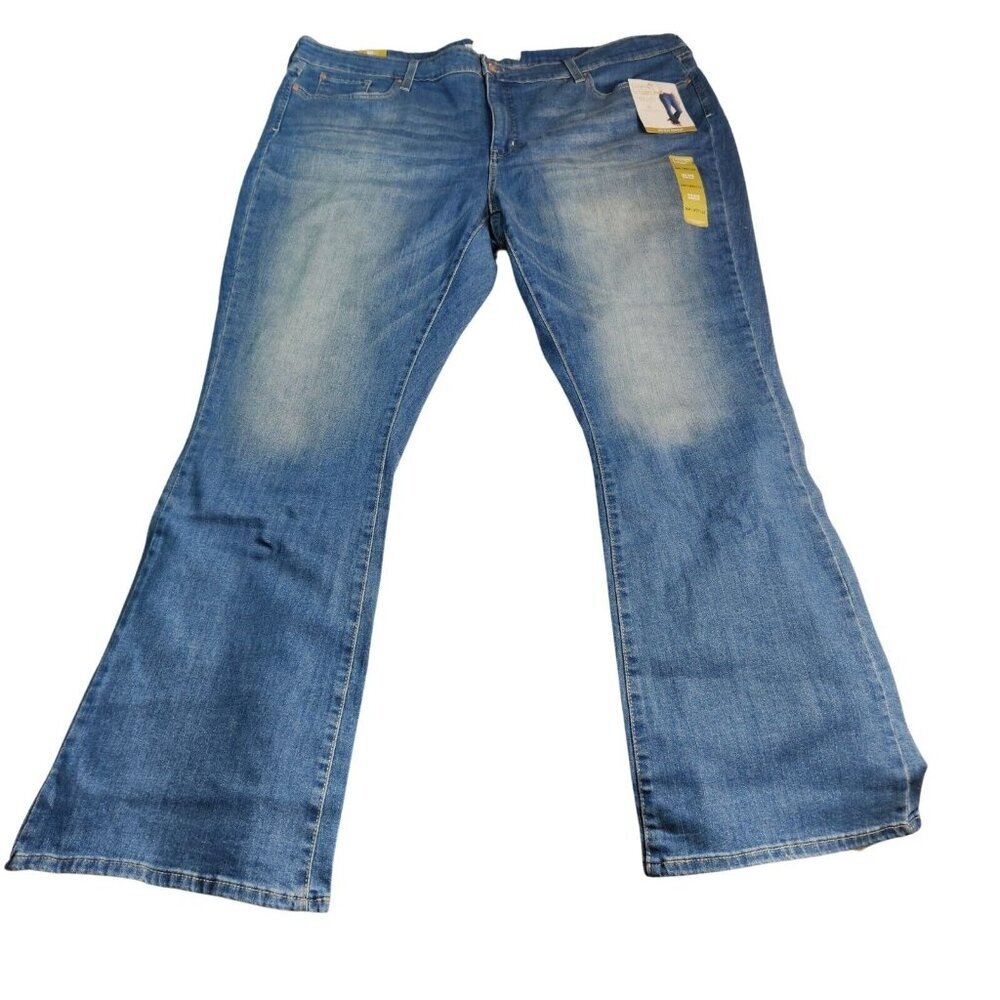 Levi Strauss Signature Womens Size 24 M 37x32 Mid Rise BootCut Jeans blue -23